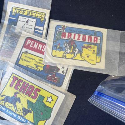 Sale Photo Thumbnail #1351: These are new, but probably don't stick well.  In original bags!  Very cool  Also is an aluminum cigarette case.