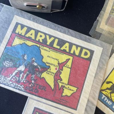 Sale Photo Thumbnail #1353: These are new, but probably don't stick well.  In original bags!  Very cool  Also is an aluminum cigarette case.