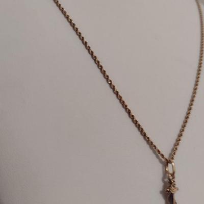 14 Karat Yellow Gold Necklace with Anchor Pendant- Approx 21" Long and 6.0 Grams (#10)