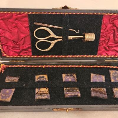 Lot #62 Vintage Sewing Kit w/notions (needles, Scissors, etc) - Ca. 1910