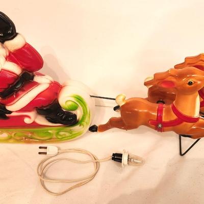 Lot #63 Vintage Santa & Reindeer Blow Mold - Complete! Great condition!