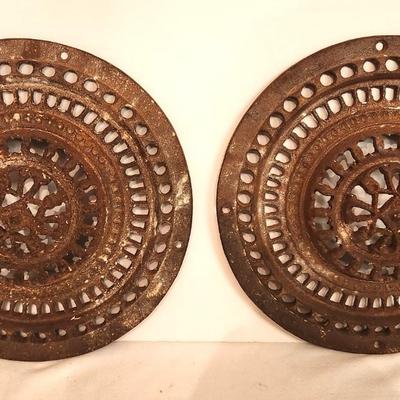 Lot #64 Pair of Vintage Circular Fireplace Inserts