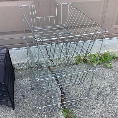 Sale Photo Thumbnail #203: Both are metal Mail slow is heave metal with 12 slots.  The baskets are aluminum and light weight.  They are stacking and attach to each other.  Nice for office or mail station.