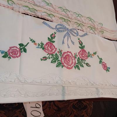 FOUR SETS (8) OF CRAFTED PILLOWCASES