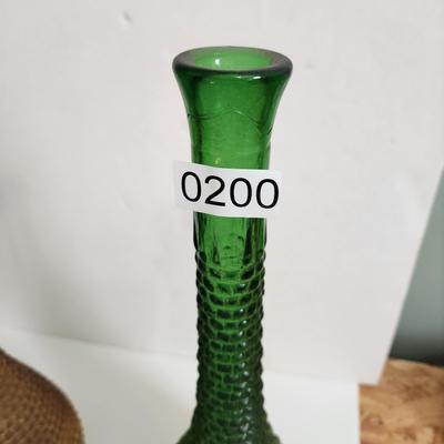 Vintage Mid Century Hobnail Art Glass Empoli Green Amber 22"