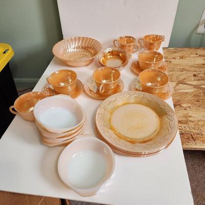 Lot of Anchor Hocking Fire King Glassware Cups Bowls Plates