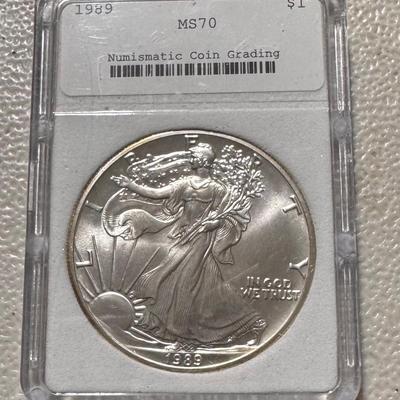 1989 MS70 Graded Silver Eagle