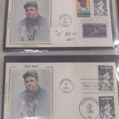 Sale Photo Thumbnail #1401: Nice Collection of Sports Figures First Day Cover Stamps- Lou Gehrig, Hank Aaron, Babe Ruth, Nolan Ryan, etc. (#4).  Some sets, please see all pictures for selection.