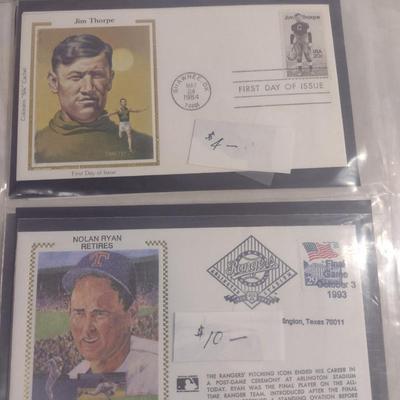 Sale Photo Thumbnail #1403: Nice Collection of Sports Figures First Day Cover Stamps- Lou Gehrig, Hank Aaron, Babe Ruth, Nolan Ryan, etc. (#4).  Some sets, please see all pictures for selection.