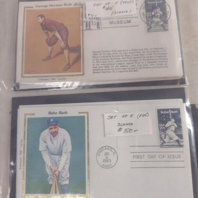 Sale Photo Thumbnail #1398: Nice Collection of Sports Figures First Day Cover Stamps- Lou Gehrig, Hank Aaron, Babe Ruth, Nolan Ryan, etc. (#4).  Some sets, please see all pictures for selection.