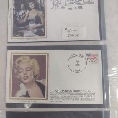 Sale Photo Thumbnail #1407: Collection of Celebrity First Day Cover Stamps- Includes John Travolta, Marilyn Monroe, Katherine Hepburn (#3).  Please see all pictures for selection.