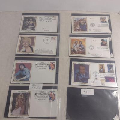 Sale Photo Thumbnail #1406: Collection of Celebrity First Day Cover Stamps- Includes John Travolta, Marilyn Monroe, Katherine Hepburn (#3).  Please see all pictures for selection.