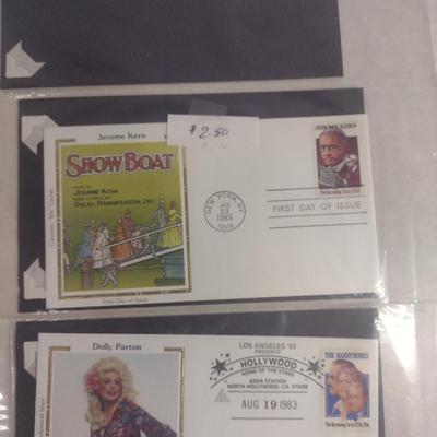 Sale Photo Thumbnail #1413: Collection of Celebrity First Day Cover Stamps- Includes John Travolta, Marilyn Monroe, Katherine Hepburn (#3).  Please see all pictures for selection.