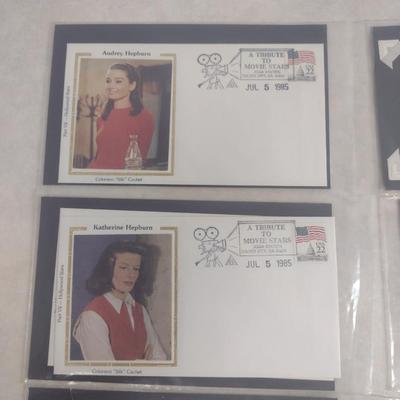 Sale Photo Thumbnail #1410: Collection of Celebrity First Day Cover Stamps- Includes John Travolta, Marilyn Monroe, Katherine Hepburn (#3).  Please see all pictures for selection.