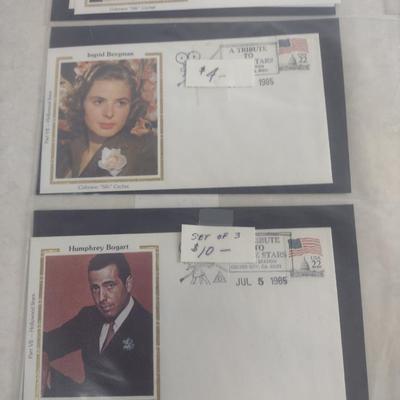 Sale Photo Thumbnail #1411: Collection of Celebrity First Day Cover Stamps- Includes John Travolta, Marilyn Monroe, Katherine Hepburn (#3).  Please see all pictures for selection.