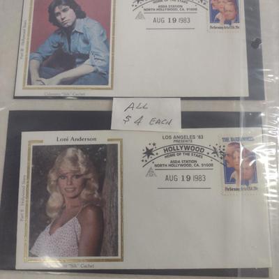 Sale Photo Thumbnail #1408: Collection of Celebrity First Day Cover Stamps- Includes John Travolta, Marilyn Monroe, Katherine Hepburn (#3).  Please see all pictures for selection.