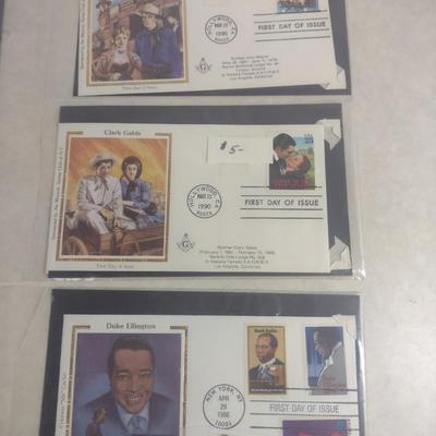 Sale Photo Thumbnail #1409: Collection of Celebrity First Day Cover Stamps- Includes John Travolta, Marilyn Monroe, Katherine Hepburn (#3).  Please see all pictures for selection.
