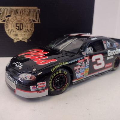 Sale Photo Thumbnail #1080: Action Racing Elite Limited-Edition Dale Earnhardt 50th Anniversary #3 GM Goodwrench 1998 Monte Carlo with Original Box and Medallion.  Box does not shut properly.