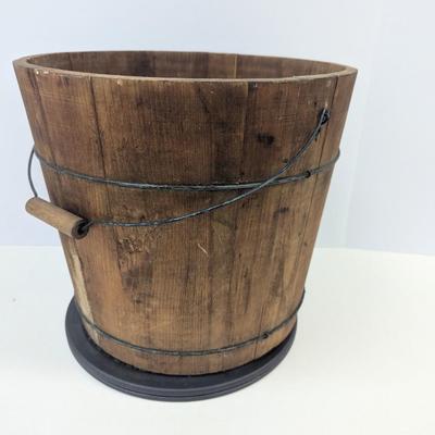 Sale Photo Thumbnail #135: Vintage 14" Wood Paper Advertisement Bucket OX Heart Chocolate Drops