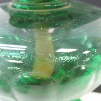 Sale Photo Thumbnail #150: Home Sweet Home Etched Shade Oil Lamp With Green Shade