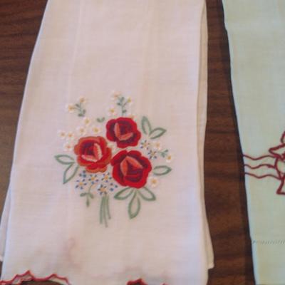 Assortment of Vintage Embroidered Hand Towels