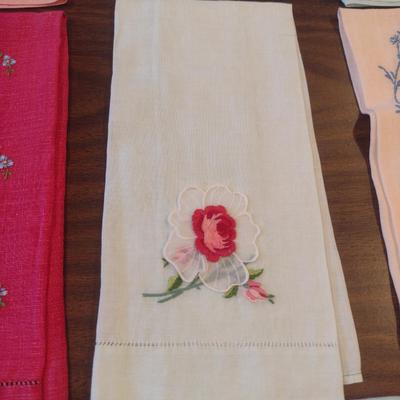 Assortment of Vintage Embroidered Hand Towels