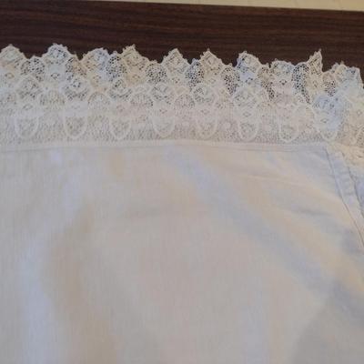 Hand Made Vintage Table Cloth with Lace Edge- Approx 74" x 104"