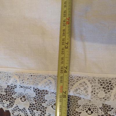 Hand Made Vintage Table Cloth with Lace Edge- Approx 74" x 104"