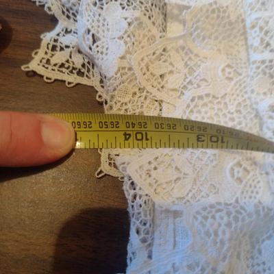 Hand Made Vintage Table Cloth with Lace Edge- Approx 74" x 104"