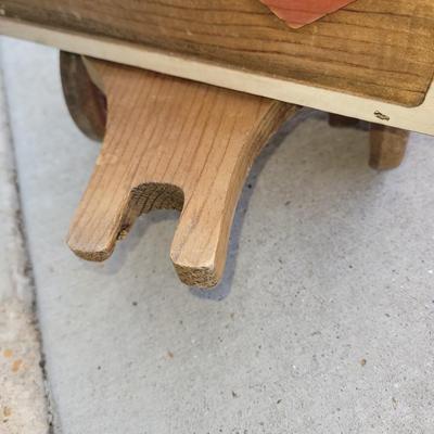 Sale Photo Thumbnail #830: Cart has handle but it is not attached, see pics of stool for condition, it's 13" w x 11" deep and about 7" tall, awfully old no manufacturer found