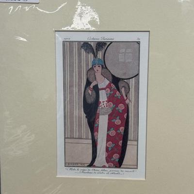 Sale Photo Thumbnail #150: Set of 3 prints, title "Costumes Parisiens", 4.5" x 7", matted size is 10" x 12". Great condition, sealed in plastic.  Originally purchased in London.
