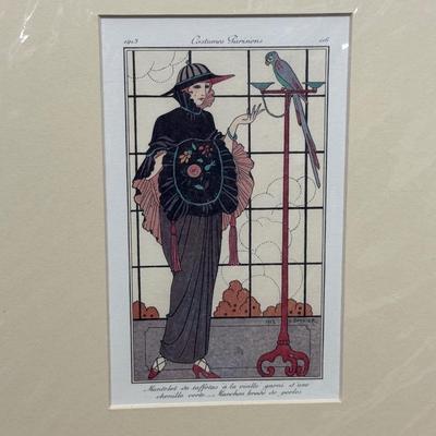 Sale Photo Thumbnail #149: Set of 3 prints, title "Costumes Parisiens", 4.5" x 7", matted size is 10" x 12". Great condition, sealed in plastic.  Originally purchased in London.