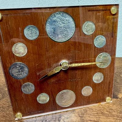 Sale Photo Thumbnail #254: 6" x 6" Clock in good condition.