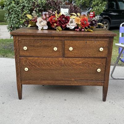 Vintage 3 Drawer Dresser made with Tiger wood