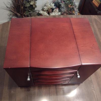 Wood Finish Jewelry Box- Approx 13" x 9 1/2" x 10 1/2" Tall