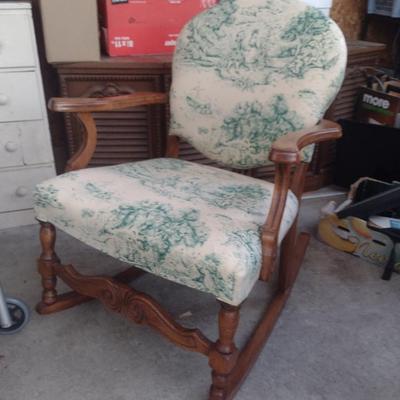 Upholstered Wood Frame Rocking Chair