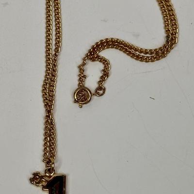 Sale Photo Thumbnail #280: Shiny gold-tone #1 pendant with 18" chain. Good condition.