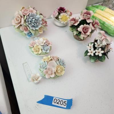 Lot of Vintage Floral Porcelain Norcrest, Crown N Capodimonte , Aristocrat Bone China England