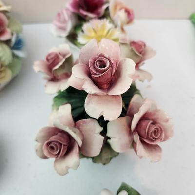 Lot of Vintage Floral Porcelain Norcrest, Crown N Capodimonte , Aristocrat Bone China England