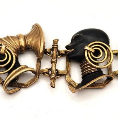 Lot #67 Vintage Bracelet featuring Blackamoor Nubian Lady Heads - Very Scarce