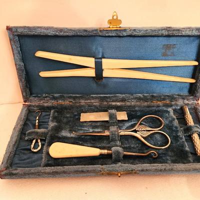 Lot #72 Lot of 2 Vintage fitted Boxes - Manicure Set/Vanity Implements