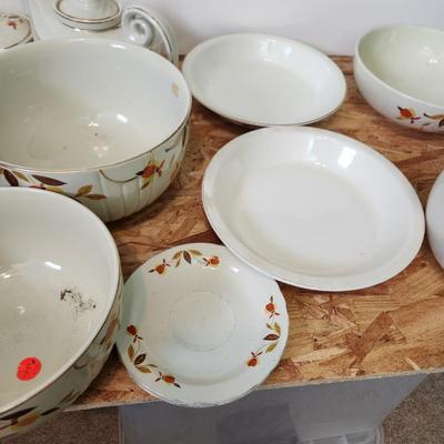 Large Collection of Hall's Jewel Home Maker China , Pitcher, Bowls, Cups, Plates, Teapot