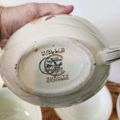Large Collection of Hall's Jewel Home Maker China , Pitcher, Bowls, Cups, Plates, Teapot