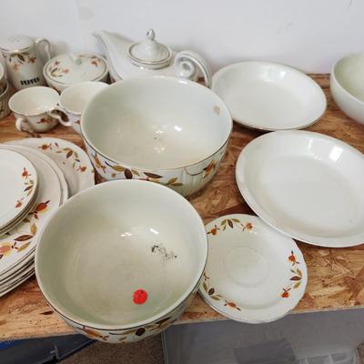Large Collection of Hall's Jewel Home Maker China , Pitcher, Bowls, Cups, Plates, Teapot