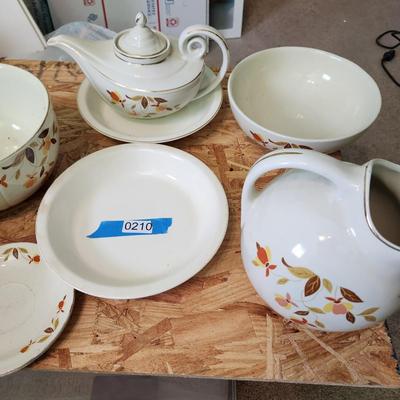 Large Collection of Hall's Jewel Home Maker China , Pitcher, Bowls, Cups, Plates, Teapot