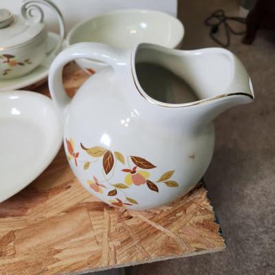 Large Collection of Hall's Jewel Home Maker China , Pitcher, Bowls, Cups, Plates, Teapot