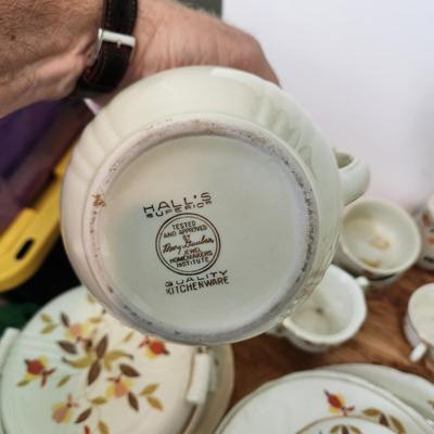 Large Collection of Hall's Jewel Home Maker China , Pitcher, Bowls, Cups, Plates, Teapot