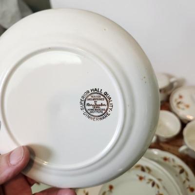 Large Collection of Hall's Jewel Home Maker China , Pitcher, Bowls, Cups, Plates, Teapot