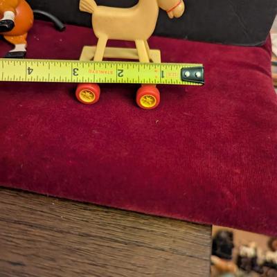 Fisher Price Vintage Little People Brown Horse & Toy Horse On Wheels #45