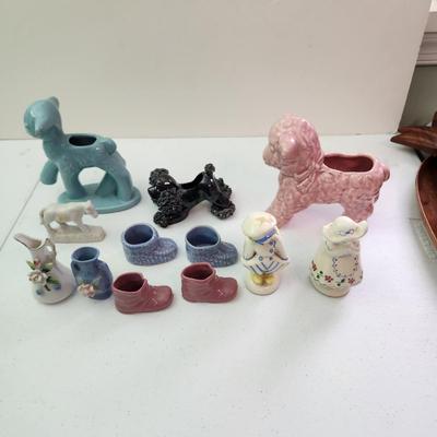 Collection of Small Planters Lamb Sheep Shoes Poodle some Occupied Japan